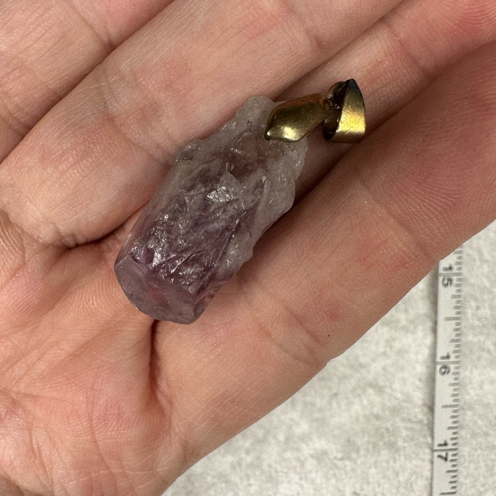 Raw Amethyst Pendant with Gold Accent